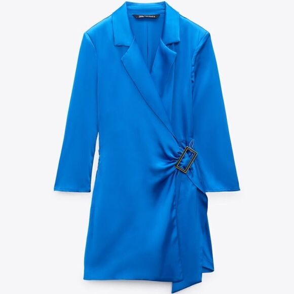 Zara DOUBLE BREASTED SATIN EFFECT JUMPSUIT BLAZER - Picture 2 of 9